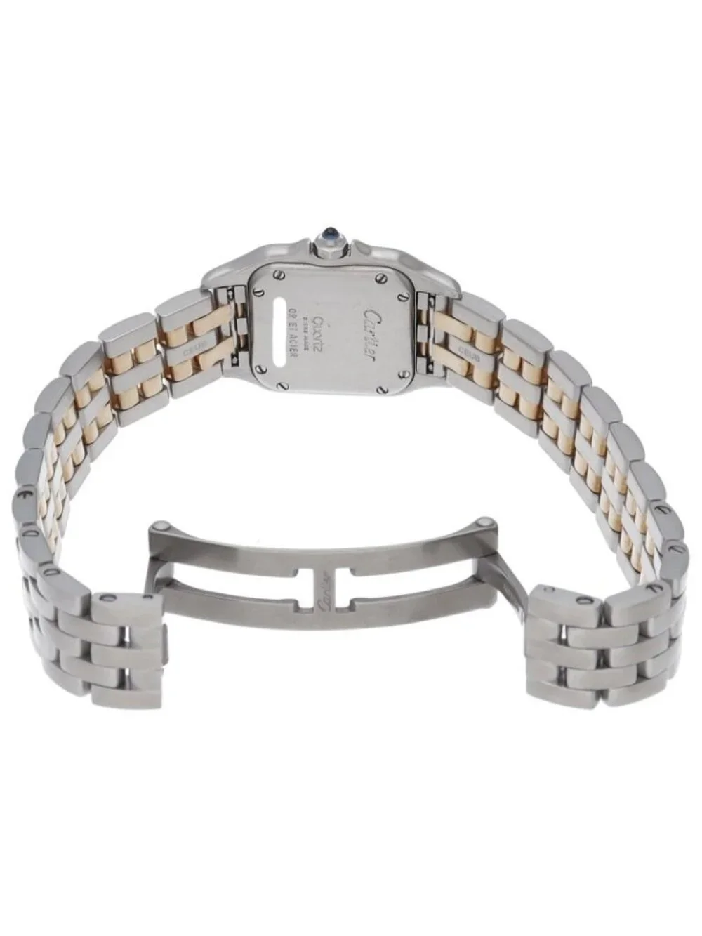 Cartier Panthere SM Watch 2 Row Box 18k Yellow Gold SS White Polished